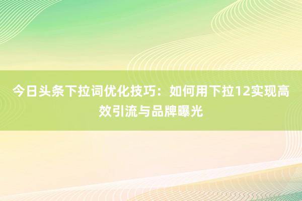 今日头条下拉词优化技巧：如何用下拉12实现高效引流与品牌曝光