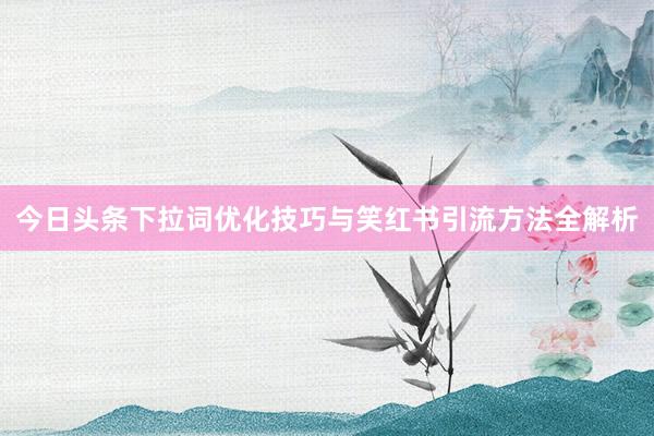 今日头条下拉词优化技巧与笑红书引流方法全解析