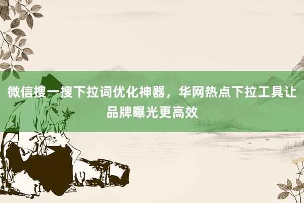 微信搜一搜下拉词优化神器，华网热点下拉工具让品牌曝光更高效