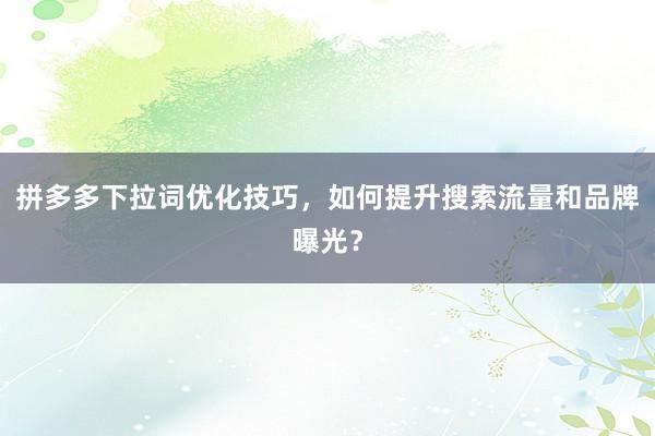 拼多多下拉词优化技巧，如何提升搜索流量和品牌曝光？