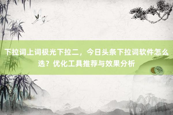 下拉词上词极光下拉二，今日头条下拉词软件怎么选？优化工具推荐与效果分析