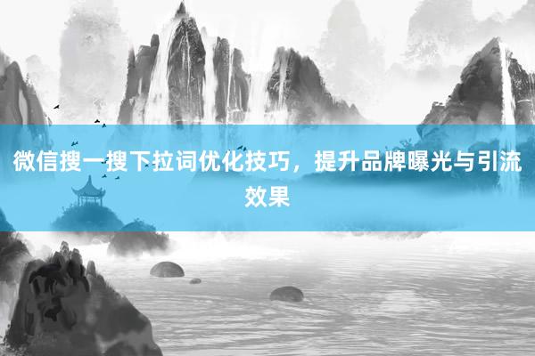 微信搜一搜下拉词优化技巧，提升品牌曝光与引流效果