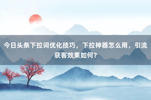 今日头条下拉词优化技巧，下拉神器怎么用，引流获客效果如何？
