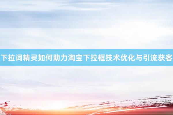 下拉词精灵如何助力淘宝下拉框技术优化与引流获客