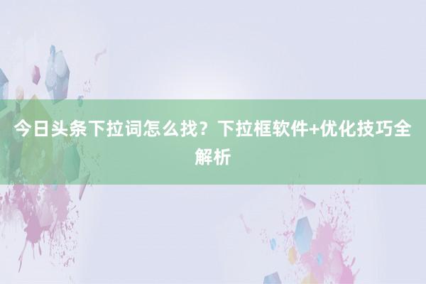 今日头条下拉词怎么找？下拉框软件+优化技巧全解析