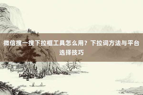 微信搜一搜下拉框工具怎么用？下拉词方法与平台选择技巧