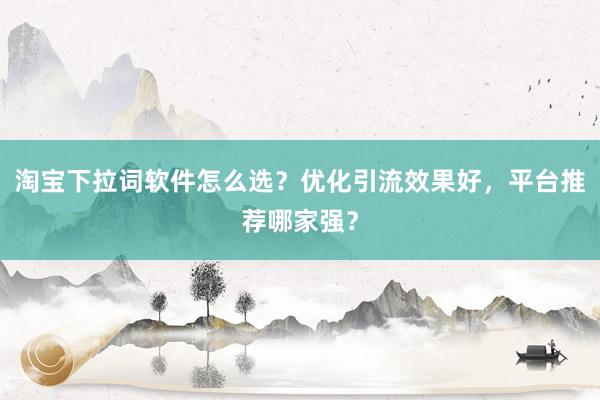 淘宝下拉词软件怎么选？优化引流效果好，平台推荐哪家强？
