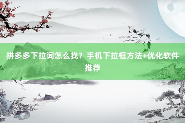 拼多多下拉词怎么找？手机下拉框方法+优化软件推荐