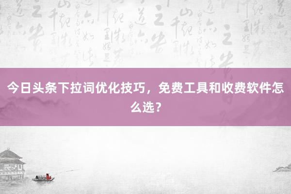 今日头条下拉词优化技巧，免费工具和收费软件怎么选？