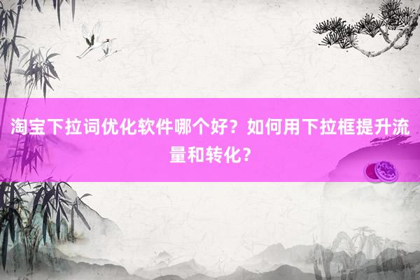 淘宝下拉词优化软件哪个好？如何用下拉框提升流量和转化？
