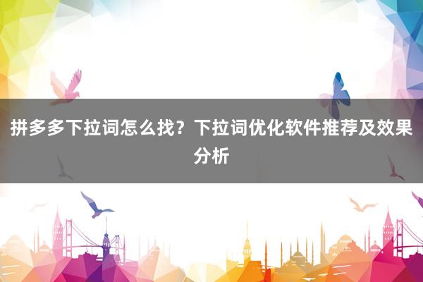 拼多多下拉词怎么找？下拉词优化软件推荐及效果分析