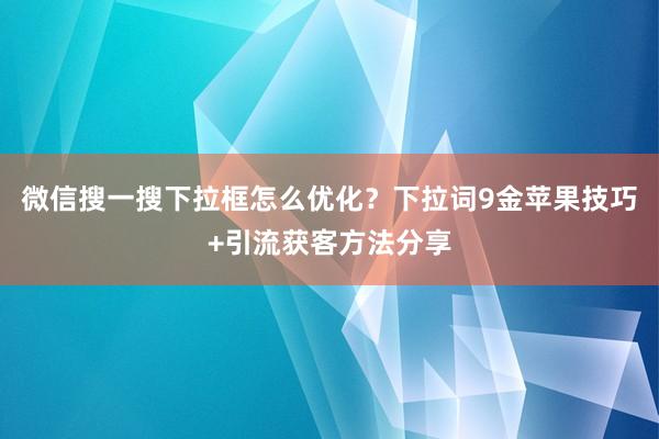微信搜一搜下拉框怎么优化？下拉词9金苹果技巧+引流获客方法分享