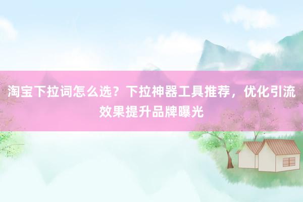 淘宝下拉词怎么选？下拉神器工具推荐，优化引流效果提升品牌曝光