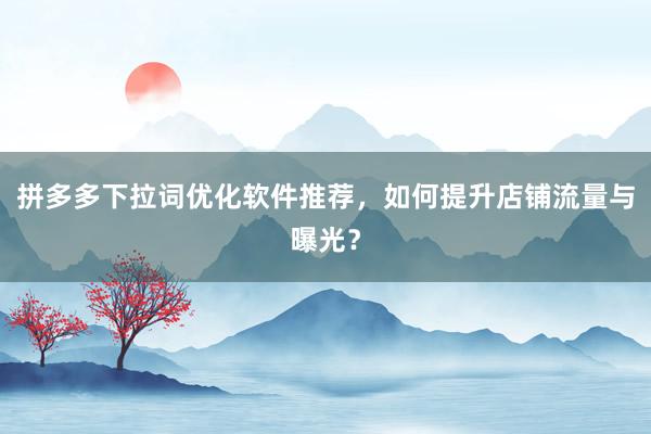 拼多多下拉词优化软件推荐，如何提升店铺流量与曝光？