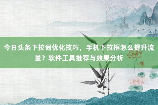 今日头条下拉词优化技巧，手机下拉框怎么提升流量？软件工具推荐与效果分析