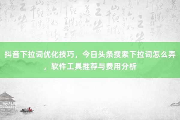 抖音下拉词优化技巧，今日头条搜索下拉词怎么弄，软件工具推荐与费用分析
