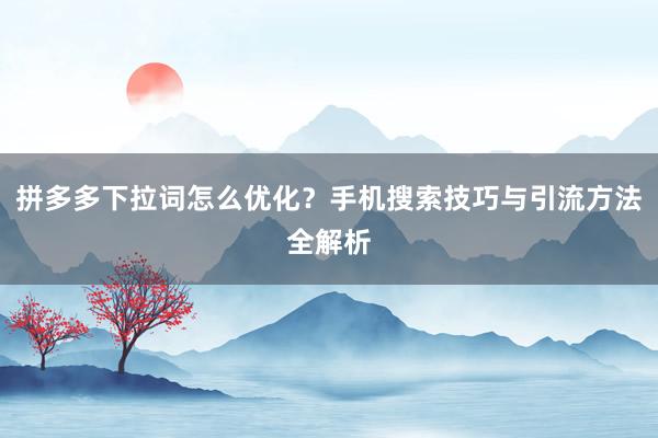 拼多多下拉词怎么优化？手机搜索技巧与引流方法全解析