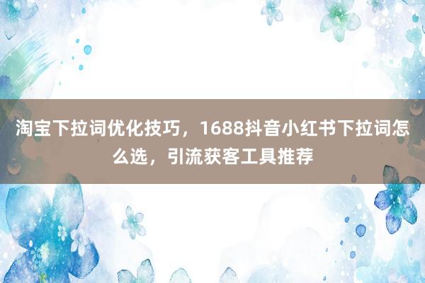 淘宝下拉词优化技巧，1688抖音小红书下拉词怎么选，引流获客