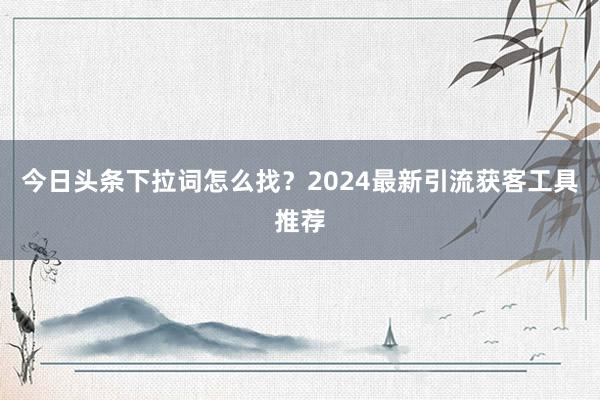 今日头条下拉词怎么找？2024最新引流获客工具推荐