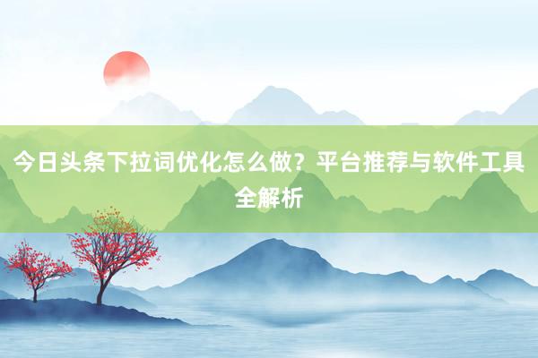 今日头条下拉词优化怎么做？平台推荐与软件工具全解析