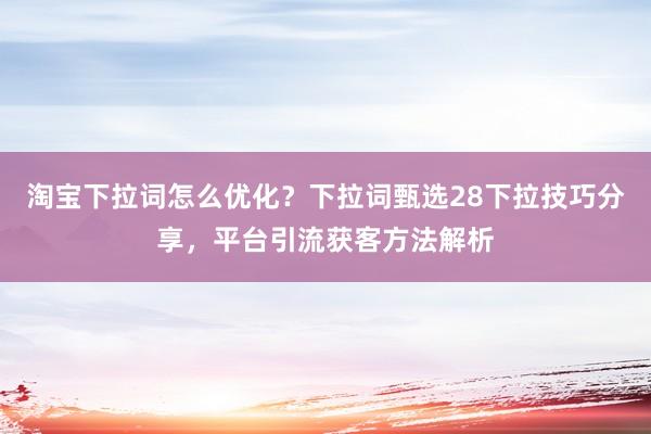 淘宝下拉词怎么优化？下拉词甄选28下拉技巧分享，平台引流获客方法解析