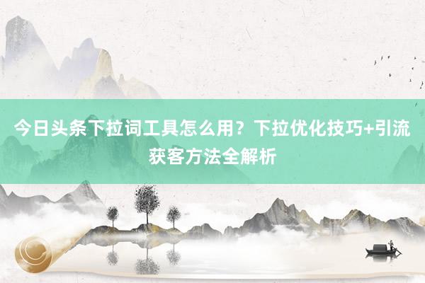 今日头条下拉词工具怎么用？下拉优化技巧+引流获客方法全解析